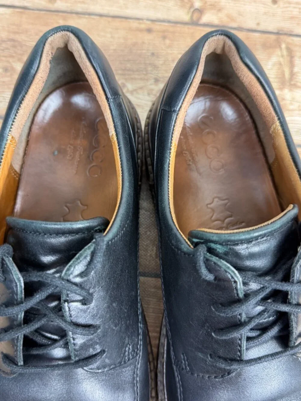 ECCO Men's Size 10 Black Leather Lace-Up Dress Shoes Oxford Comfort Classic ECCO